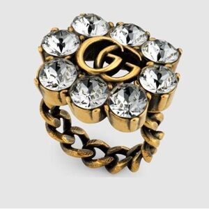 NWT GUCCI GG Marmont Crystal Ring  Designer Size: M / IT 16